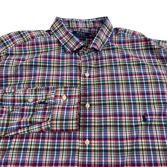 Polo Ralph Lauren Performance Button Front Shirt Mens 3XB Plaid Long Sleeve - Picture 1 of 8